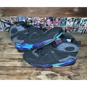 Size 15 - Jordan 8 Retro Aqua 2015 Playoff Chrome Men’s 305381-025 Nike Black